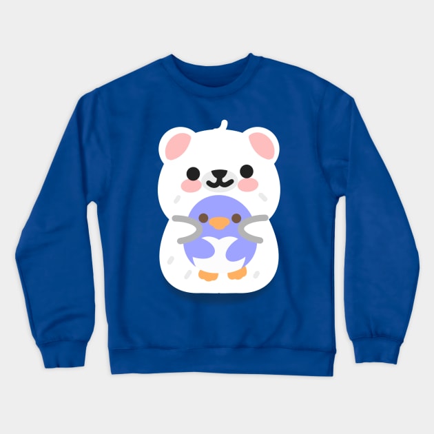 polar bear with penguin Crewneck Sweatshirt by Cloudy Cloud Bunny